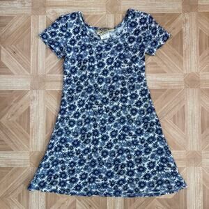 Tickets Clothing Dress WMNS 5/6 Blue Floral Print Cotton Made In USA Cottagecore
